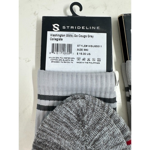 Lot Of 2 Strideline Washington State Cougars Go Cougs Socks‎ Gray Size 6-12 NWT - Picture 8 of 9